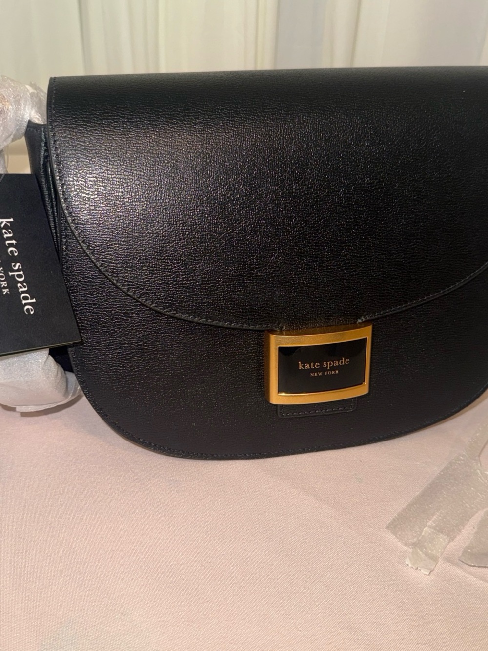 kate spade New York Black Leather saddle Bag